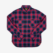 Image showing the IHSH-379-RED - Ultra Heavy Flannel Ombre Check Work Shirt - Red which is a Shirts described by the following info Iron Heart, Released, Shirts, Tops and sold on the IRON HEART GERMANY online store