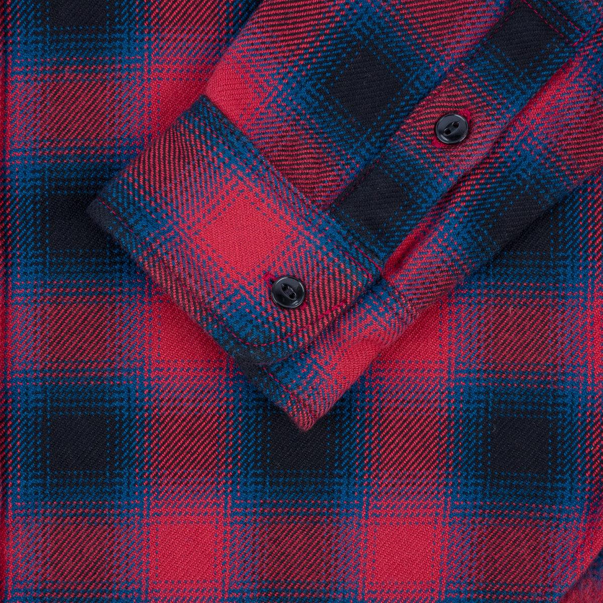 Image showing the IHSH-379-RED - Ultra Heavy Flannel Ombre Check Work Shirt - Red which is a Shirts described by the following info Iron Heart, Released, Shirts, Tops and sold on the IRON HEART GERMANY online store