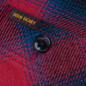 Image showing the IHSH-379-RED - Ultra Heavy Flannel Ombre Check Work Shirt - Red which is a Shirts described by the following info Iron Heart, Released, Shirts, Tops and sold on the IRON HEART GERMANY online store