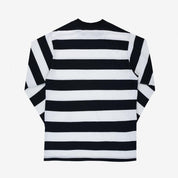 7.5oz Cotton Long-Sleeved Crew Neck - Black and White Stripes