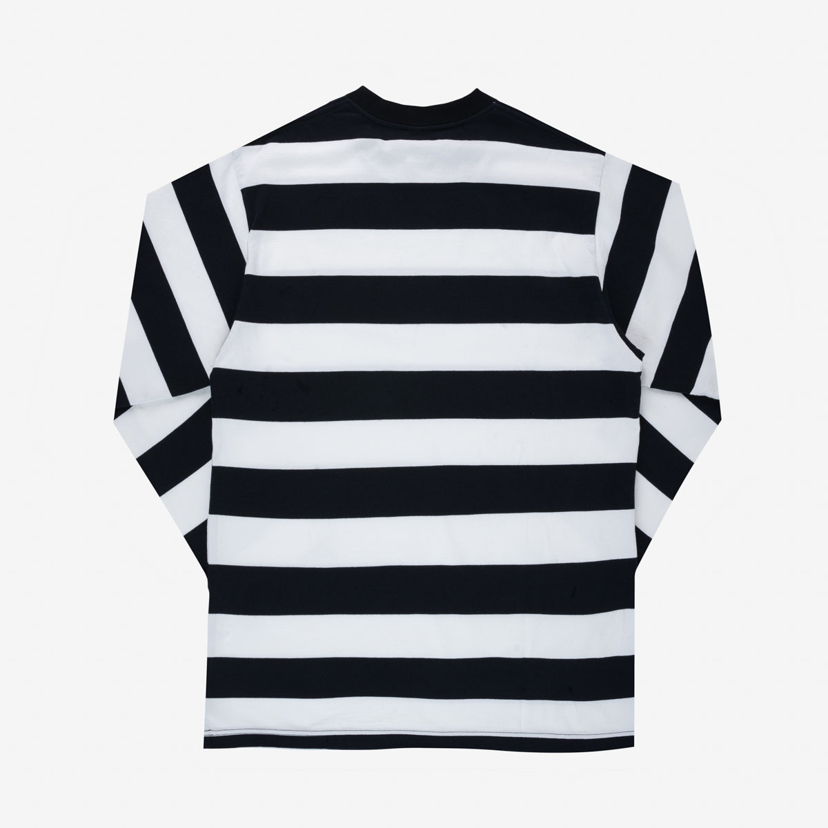 IHTB-09-BLK - 7.5oz Cotton Long-Sleeved Crew Neck Border Tee - Black and White Stripes