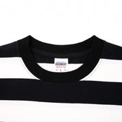 7.5oz Cotton Long-Sleeved Crew Neck - Black and White Stripes