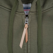 Image showing the IHSW-10-OLV - 14oz Ultra Heavyweight Loopwheel Cotton Hoodie Olive which is a Sweatshirts described by the following info Iron Heart, Released, Sweatshirts, Tops and sold on the IRON HEART GERMANY online store