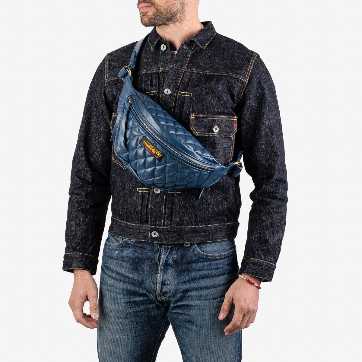 Image showing the IHE-45-NAV - Diamond Stitched Leather Waist Bag - Navy which is a Others described by the following info Accessories, Iron Heart, New, Others, Released and sold on the IRON HEART GERMANY online store