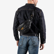 Image showing the IHE-45-BLK - Diamond Stitched Leather Waist Bag - Black which is a Others described by the following info Accessories, Iron Heart, New, Others, Released and sold on the IRON HEART GERMANY online store