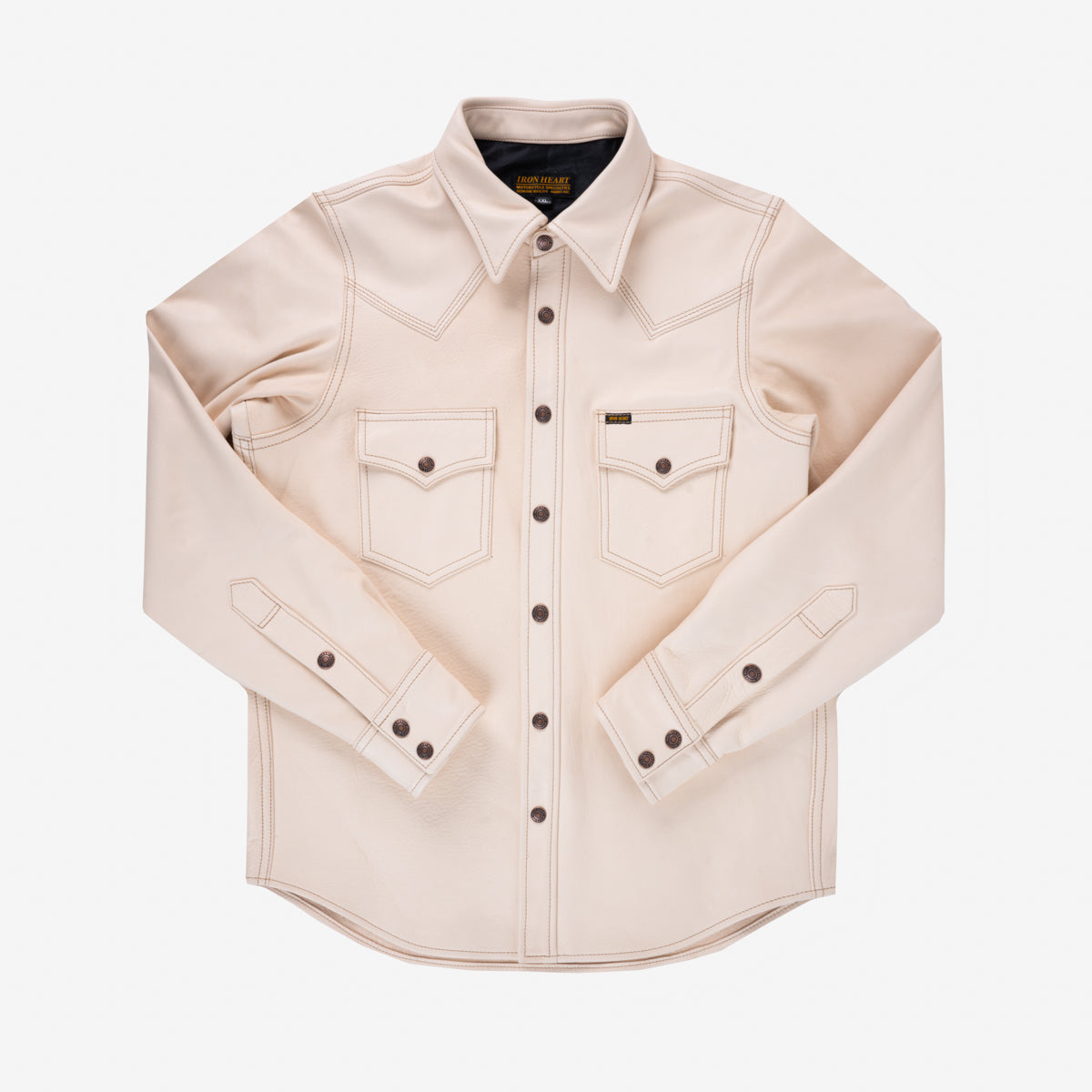 IHSB-PR-NAT - Iron Heart X Simmons Bilt Horsehide Western Shirt - The Pale Rider - Natural