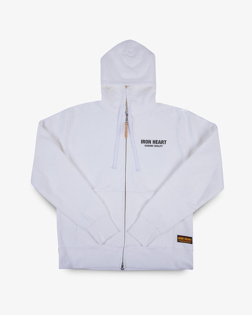 14oz Ultra Heavyweight Loopwheel Cotton Zippered Hoodie - White