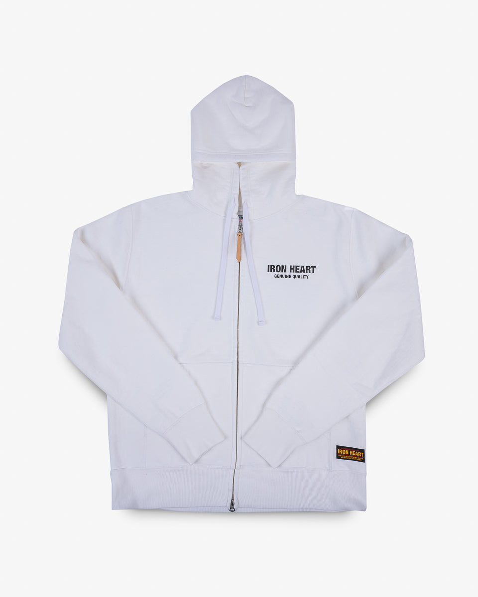 FW24 - IHSW-76L-WHT - Printed 14oz Ultra Heavyweight Loopwheel Cotton Zippered Hoodie - White