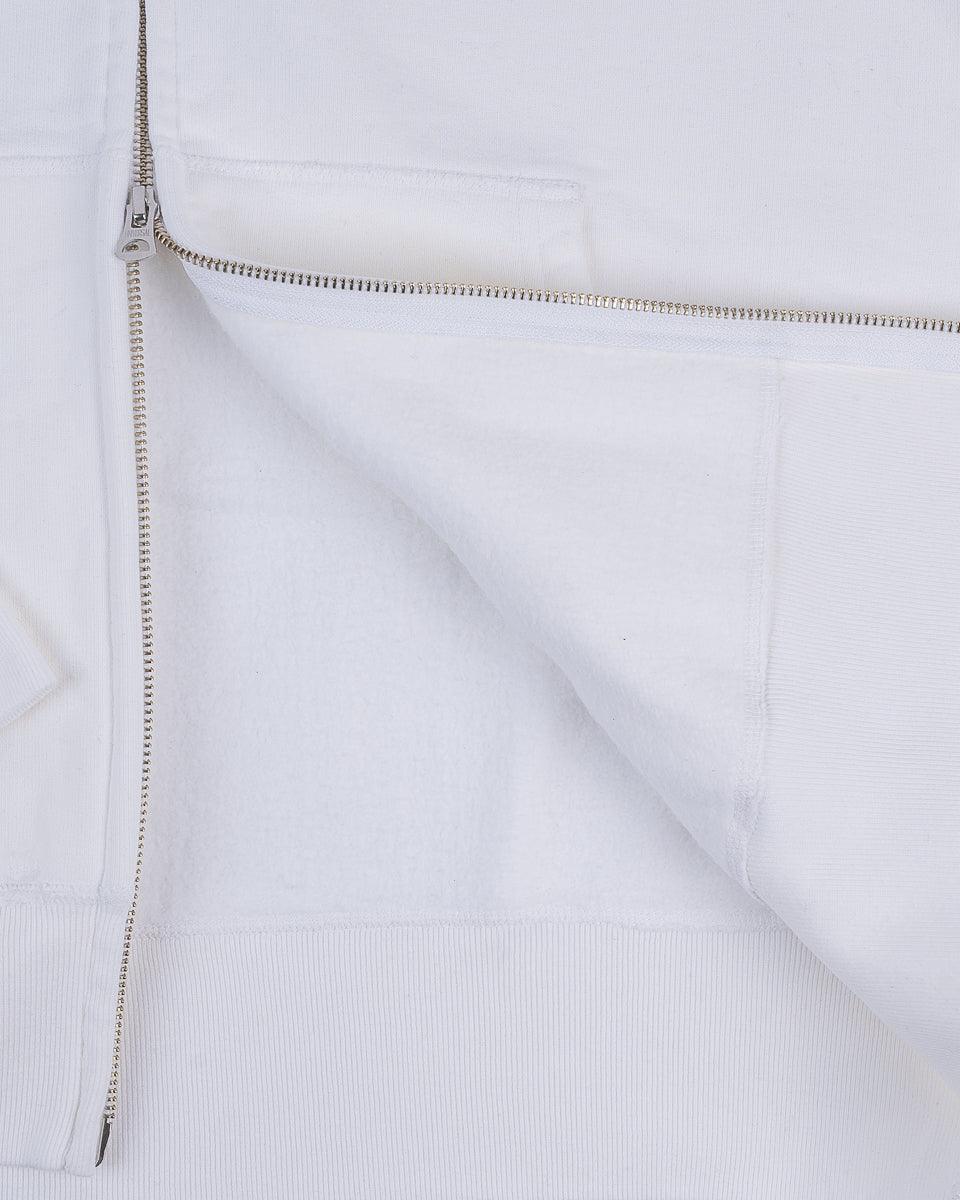 14oz Ultra Heavyweight Loopwheel Cotton Zippered Hoodie - White