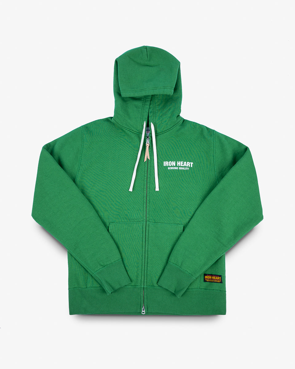 FW24 - IHSW-76L-GRN - Printed 14oz Ultra Heavyweight Loopwheel Cotton Zippered Hoodie - Green