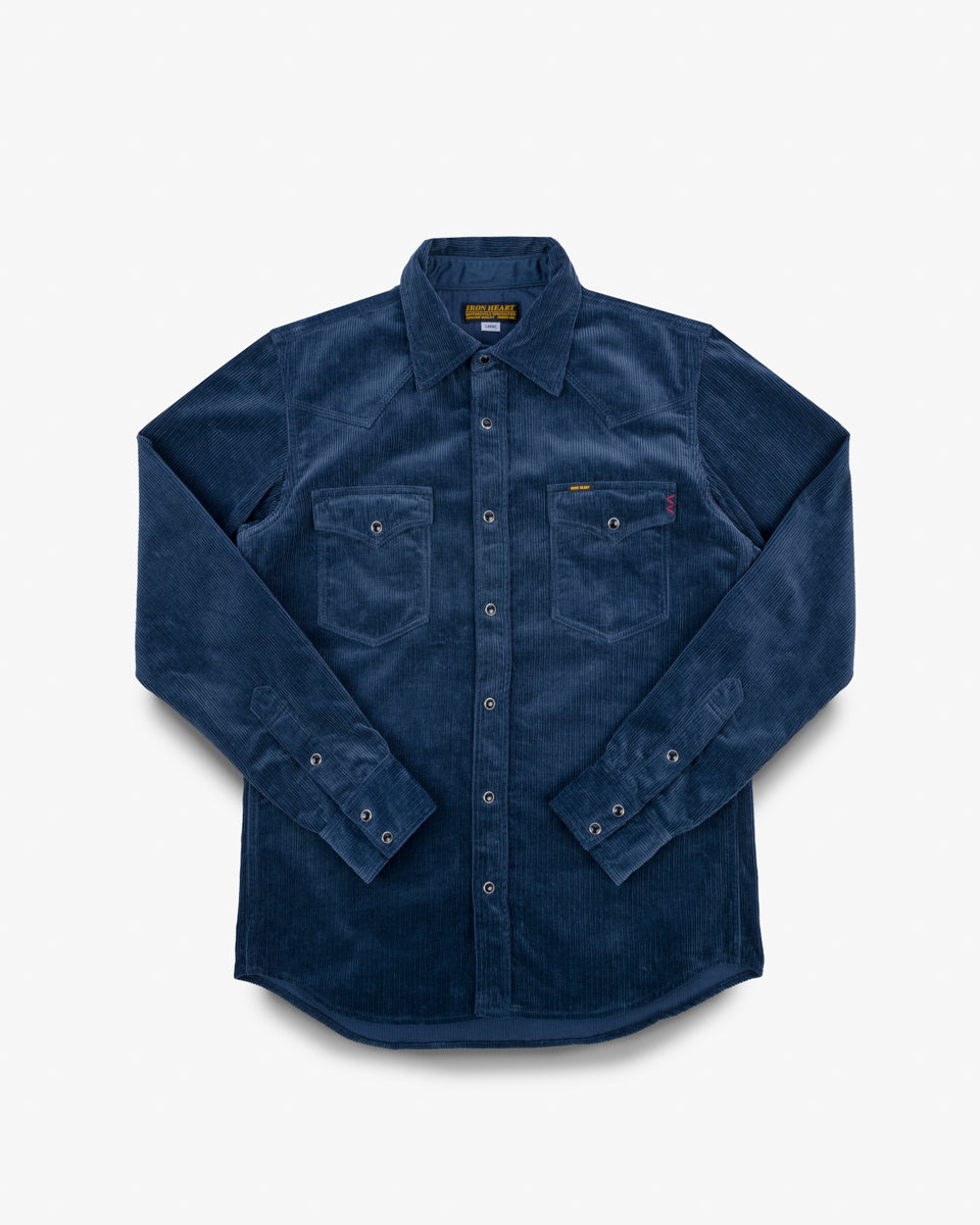 FW24 - IHSH-398-NAV - 11oz Corduroy Western Shirt - Navy