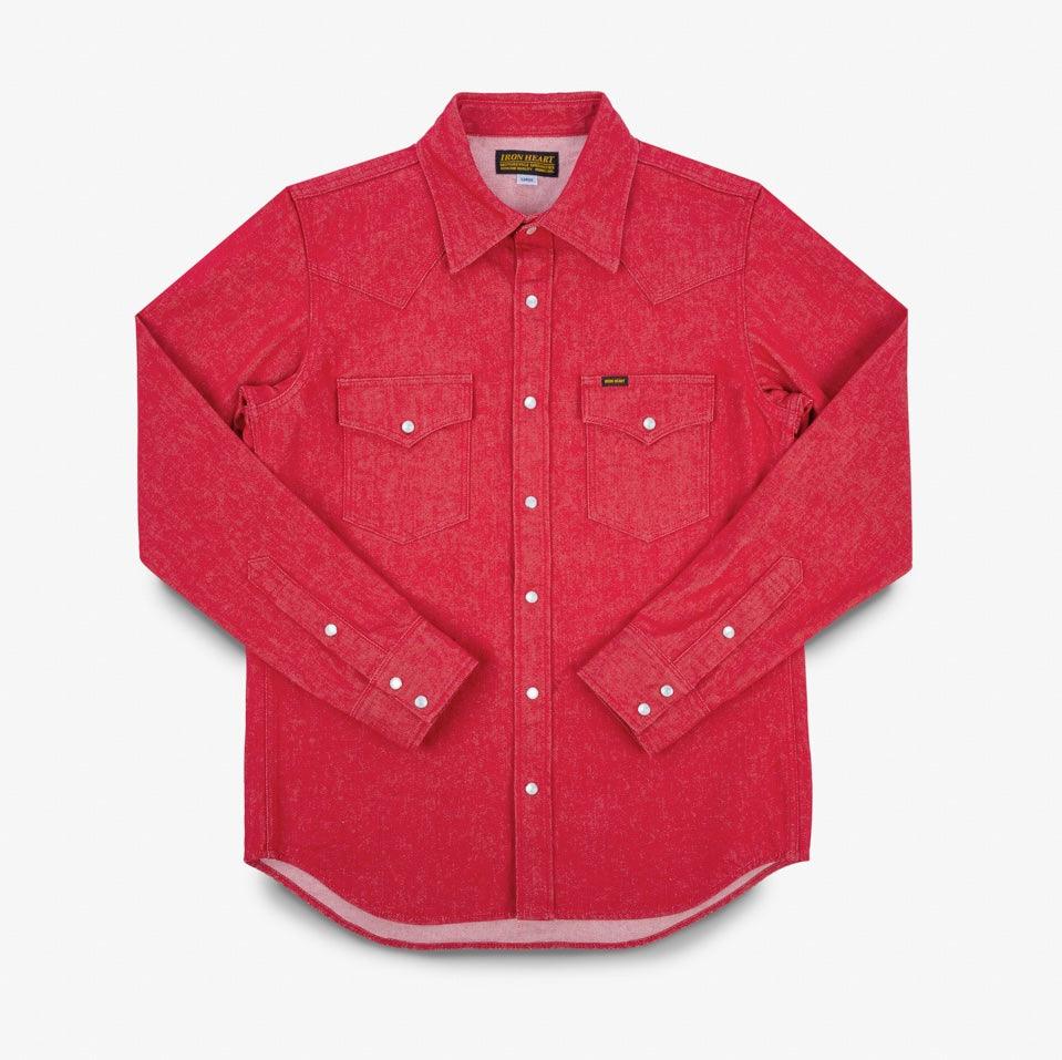 13.5oz Denim Western Shirt - Red