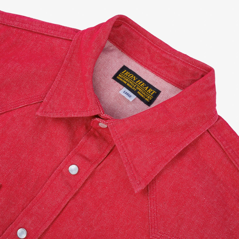 IHSH-396-RED - 13.5oz Denim Western Shirt - Red