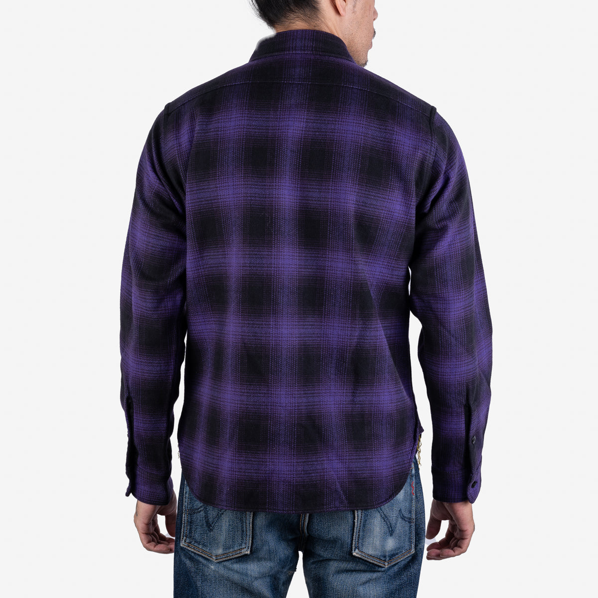 IHSH-265-PUR - Ultra Heavy Flannel Ombré Check Work Shirt - Purple/Black