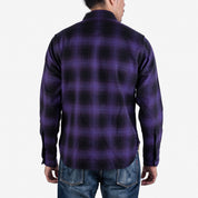 IHSH-265-PUR - Ultra Heavy Flannel Ombré Check Work Shirt - Purple/Black