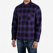IHSH-265-PUR - Ultra Heavy Flannel Ombré Check Work Shirt - Purple/Black