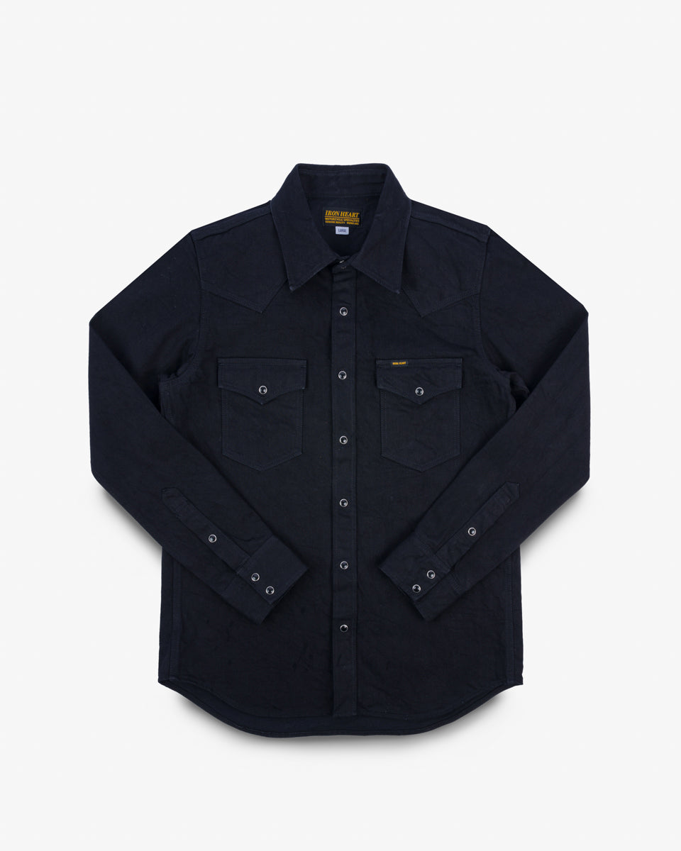 IHSH-396-BLK - 13.5oz Denim Western Shirt - Black