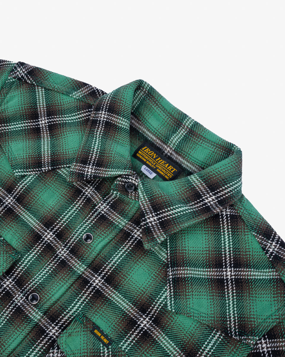 FW24 - IHSH-405-GRN - Ultra Heavy Flannel Check Western Shirt - Green