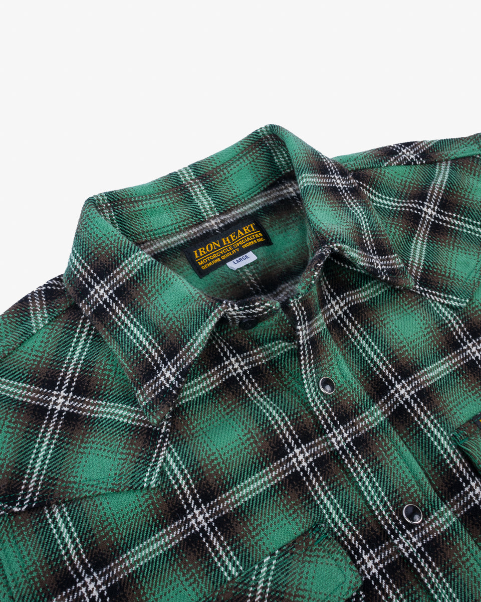 FW24 - IHSH-405-GRN - Ultra Heavy Flannel Check Western Shirt - Green