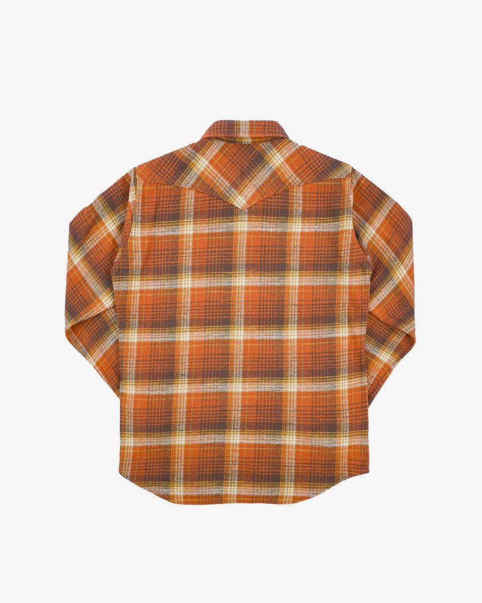 12oz Slubby Heavy Flannel Check Western Shirt - Orange