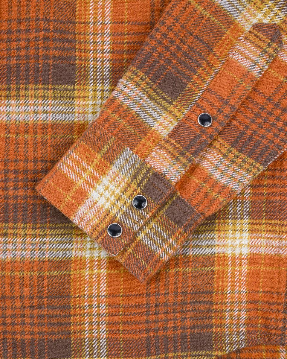 12oz Slubby Heavy Flannel Check Western Shirt - Orange