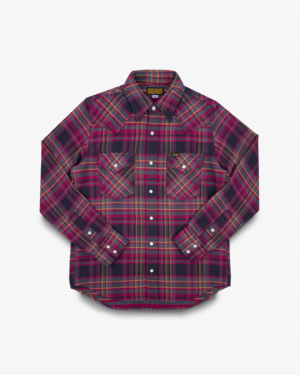 IHSH-403-GRY - 11oz Ultra Heavy Flannel Line Check Western Shirt - Grey