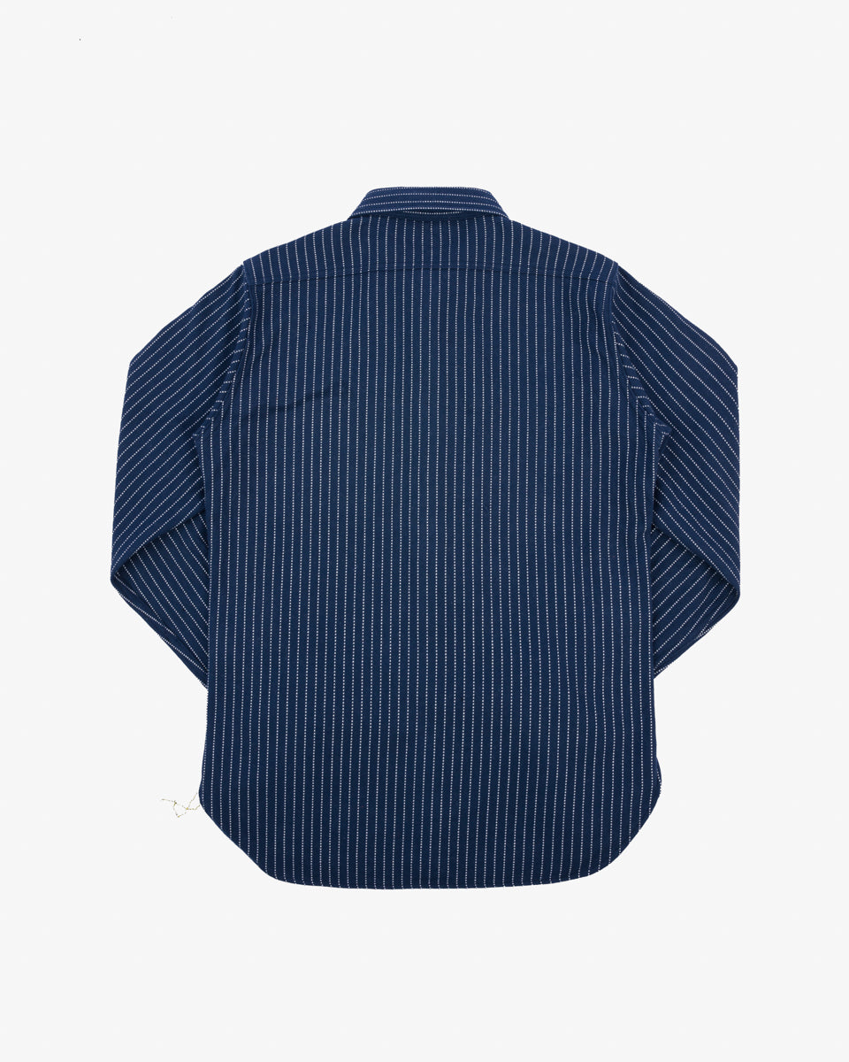 IHSH-402-NAV - Ultra Heavy Flannel Chalk Stripe Work Shirt - Navy