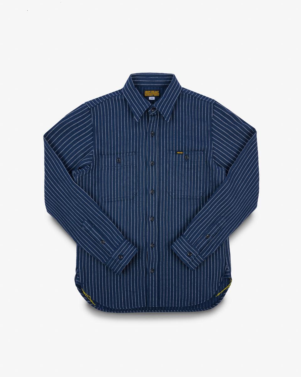 Ultra Heavy Flannel Chalk Stripe Work Shirt - Navy