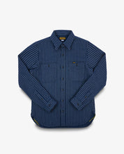 Ultra Heavy Flannel Chalk Stripe Work Shirt - Navy