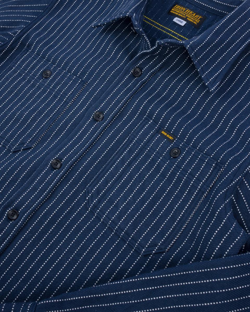 Ultra Heavy Flannel Chalk Stripe Work Shirt - Navy