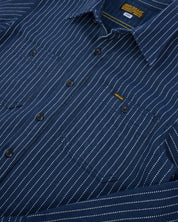 Ultra Heavy Flannel Chalk Stripe Work Shirt - Navy