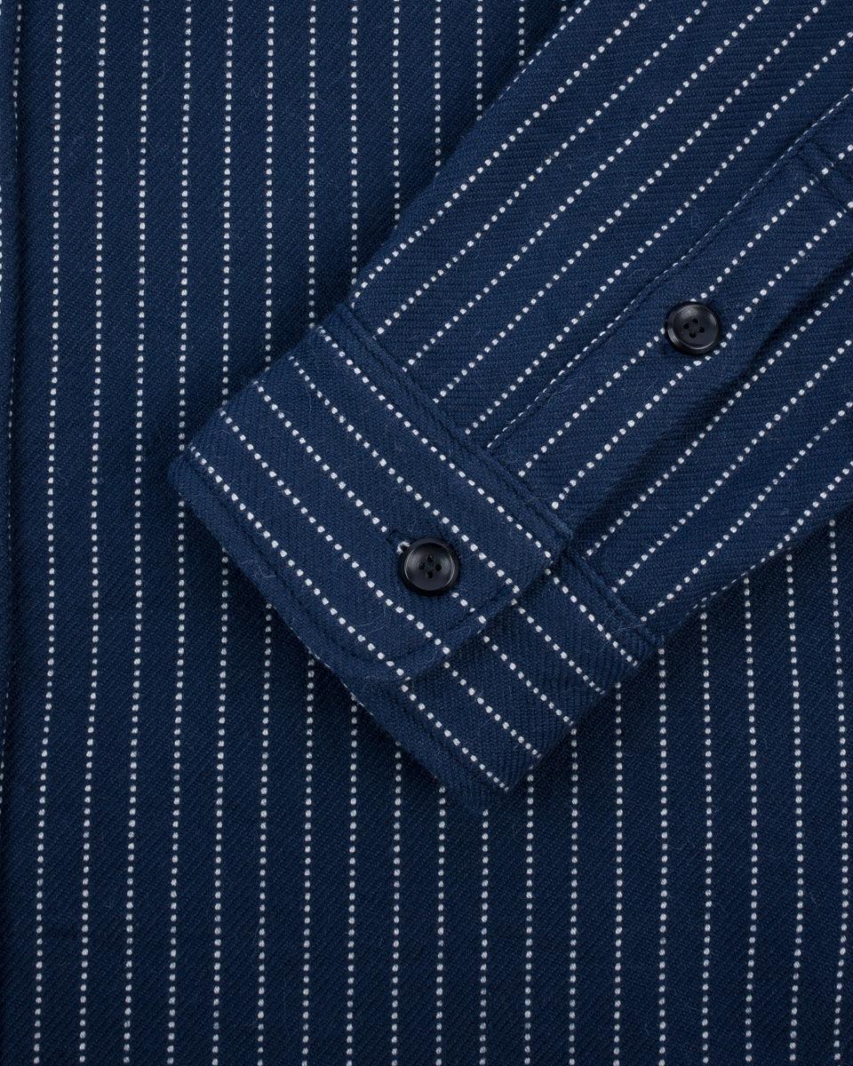 Ultra Heavy Flannel Chalk Stripe Work Shirt - Navy