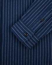 Ultra Heavy Flannel Chalk Stripe Work Shirt - Navy