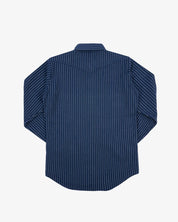 Ultra Heavy Flannel Chalk Stripe Western Shirt - Navy