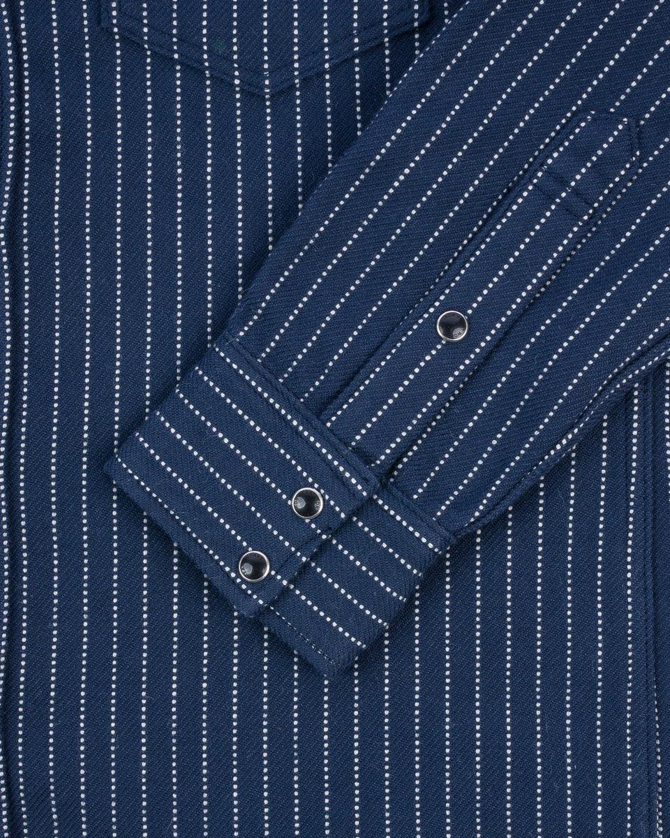 Ultra Heavy Flannel Chalk Stripe Western Shirt - Navy