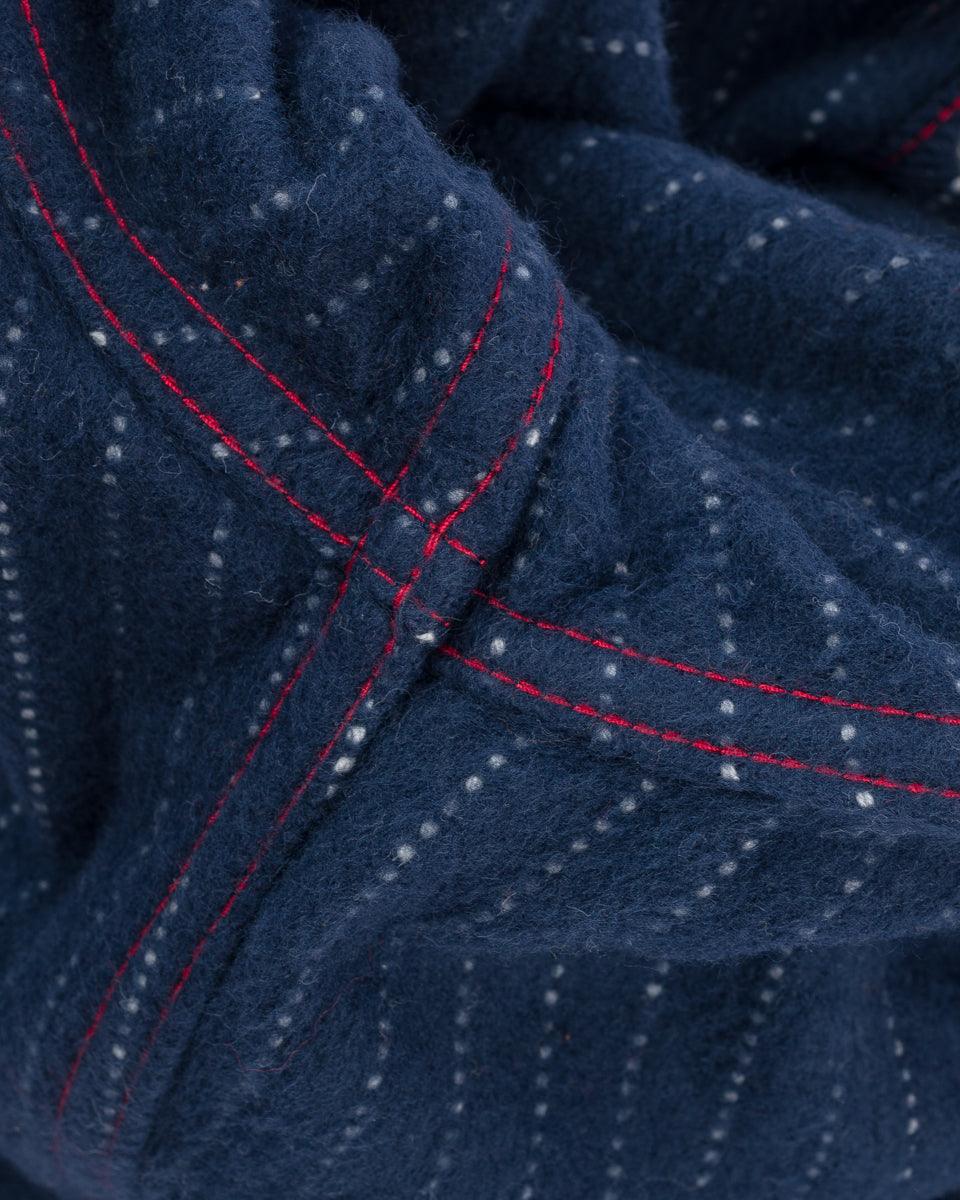 Ultra Heavy Flannel Chalk Stripe Western Shirt - Navy