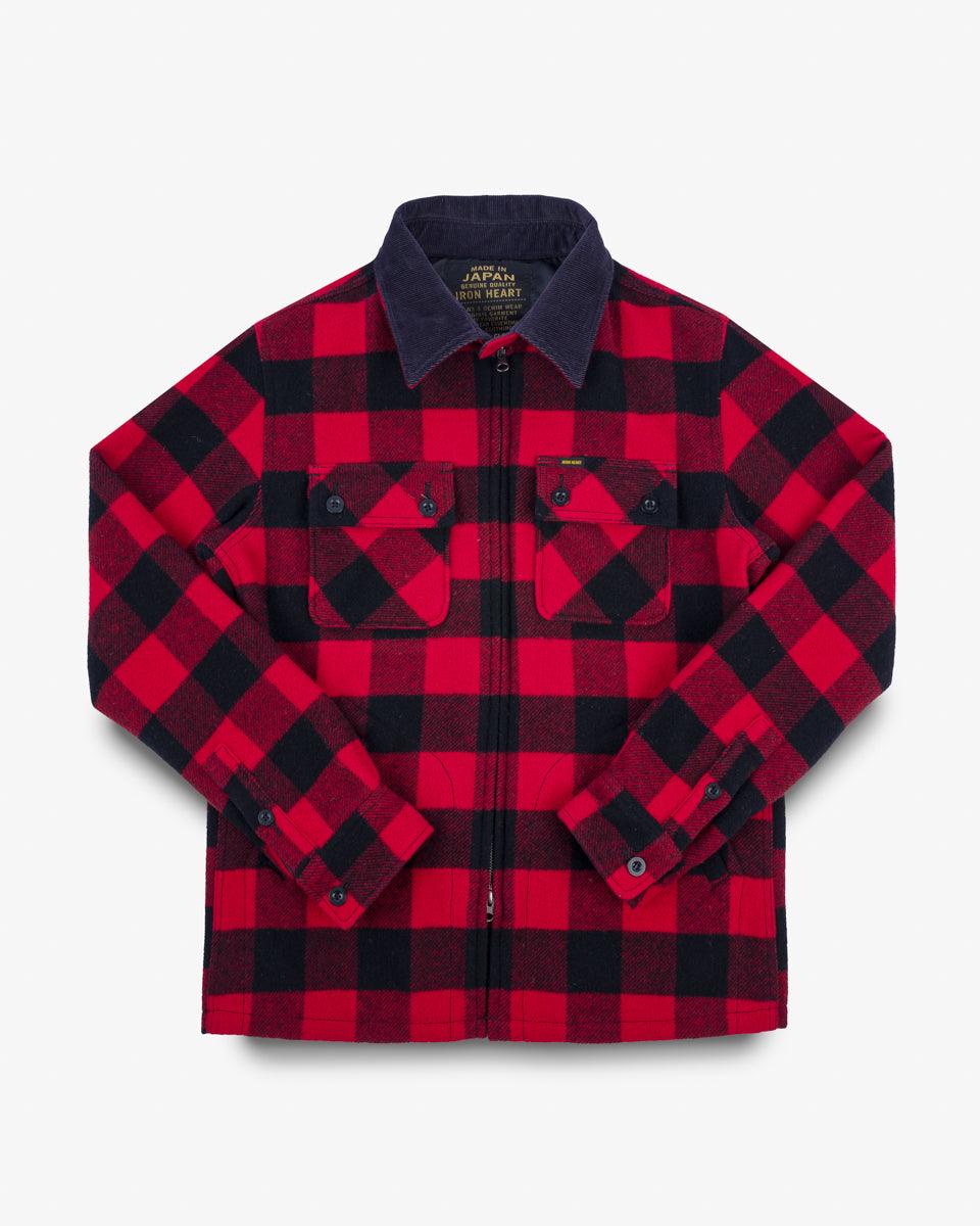 Wool Buffalo Check Bush Jacket - Red