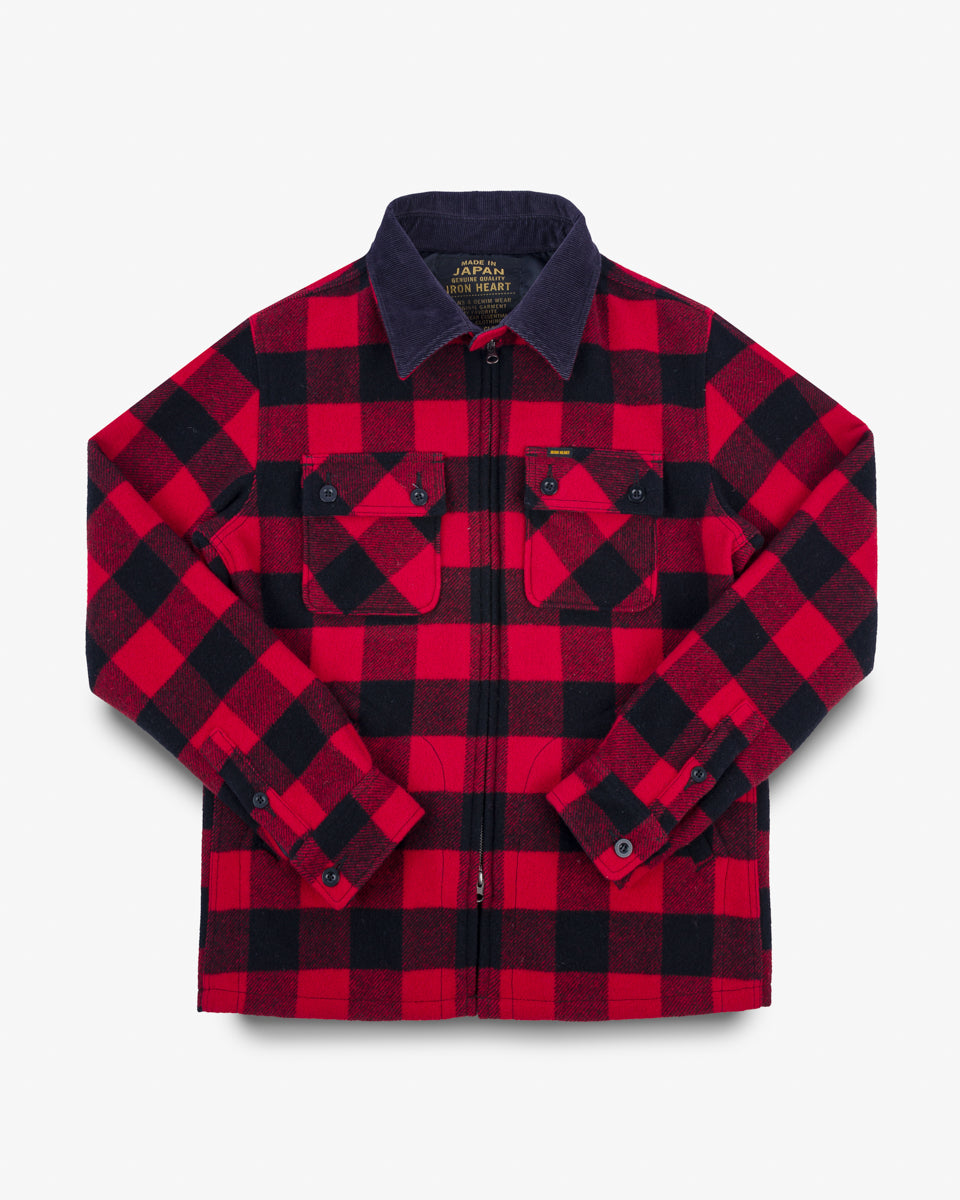 FW24 - IHW-20-RED - Wool Buffalo Check Bush Jacket - Red