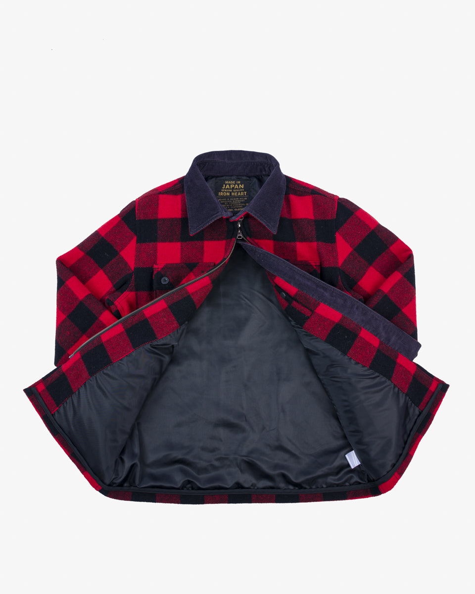 FW24 - IHW-20-RED - Wool Buffalo Check Bush Jacket - Red