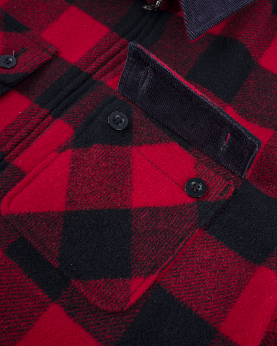 FW24 - IHW-20-RED - Wool Buffalo Check Bush Jacket - Red