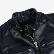 Image showing the IHJ-35-BLK -Japanese Horsehide Rider’s Jacket - Black (Tea-Core Dyed) which is a LEATHER JACKETS described by the following info Iron Heart, LEATHER JACKETS, Tops and sold on the IRON HEART GERMANY online store