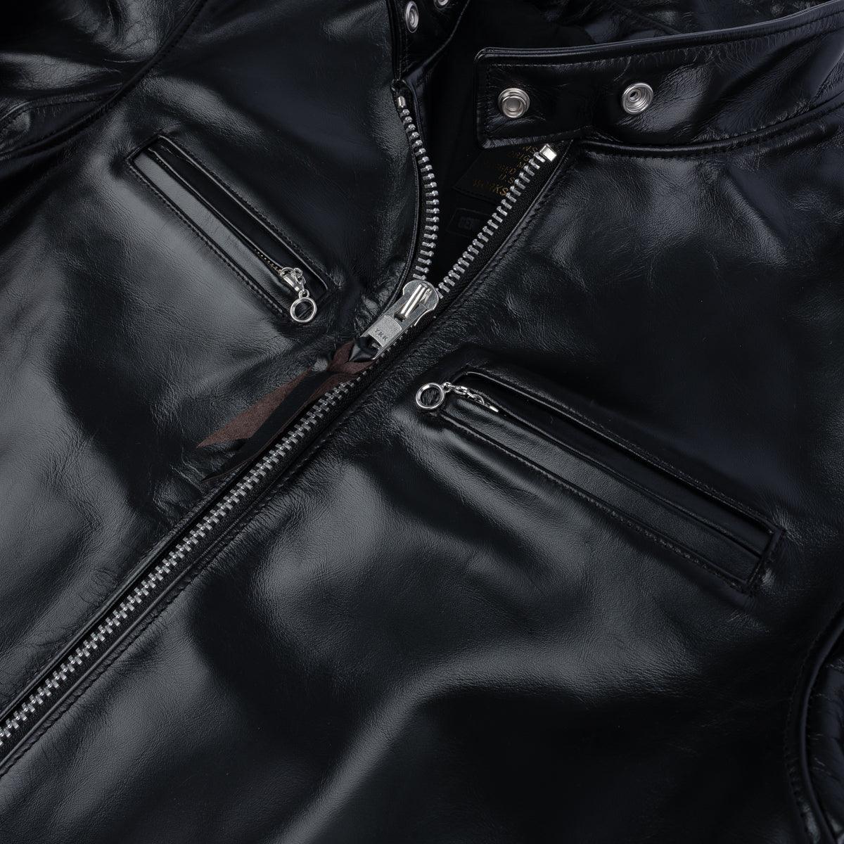 Image showing the IHJ-35-BLK -Japanese Horsehide Rider’s Jacket - Black (Tea-Core Dyed) which is a LEATHER JACKETS described by the following info Iron Heart, LEATHER JACKETS, Tops and sold on the IRON HEART GERMANY online store