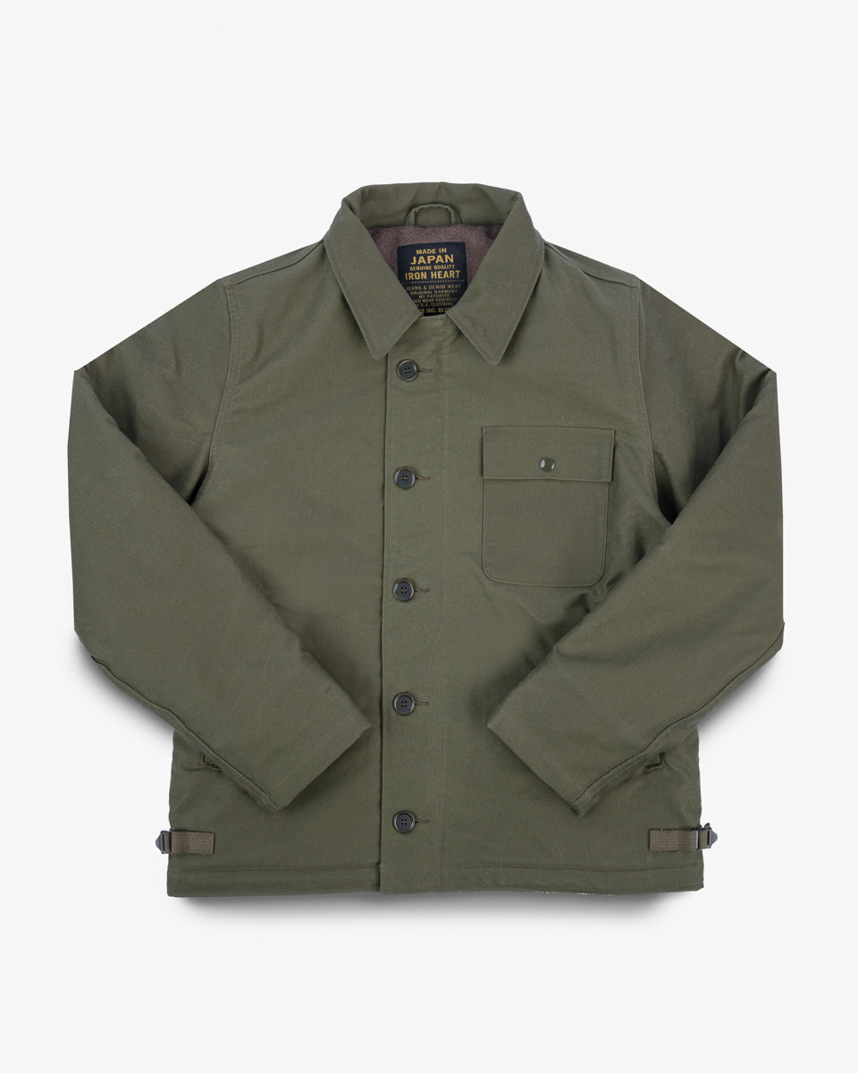 IHM-45-GRN - Oiled Whipcord A2 Deck Jacket - Army Green