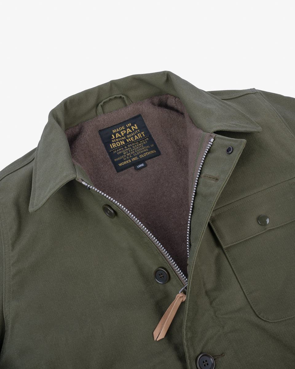 FW24 - IHM-45-GRN - Oiled Whipcord A2 Deck Jacket - Army Green