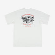 Image showing the IHPT-2302-WHT- 7.5oz Printed Loopwheel Crew Neck T-Shirt - White which is a T-Shirts described by the following info Iron Heart, Released, T-Shirts, Tops and sold on the IRON HEART GERMANY online store