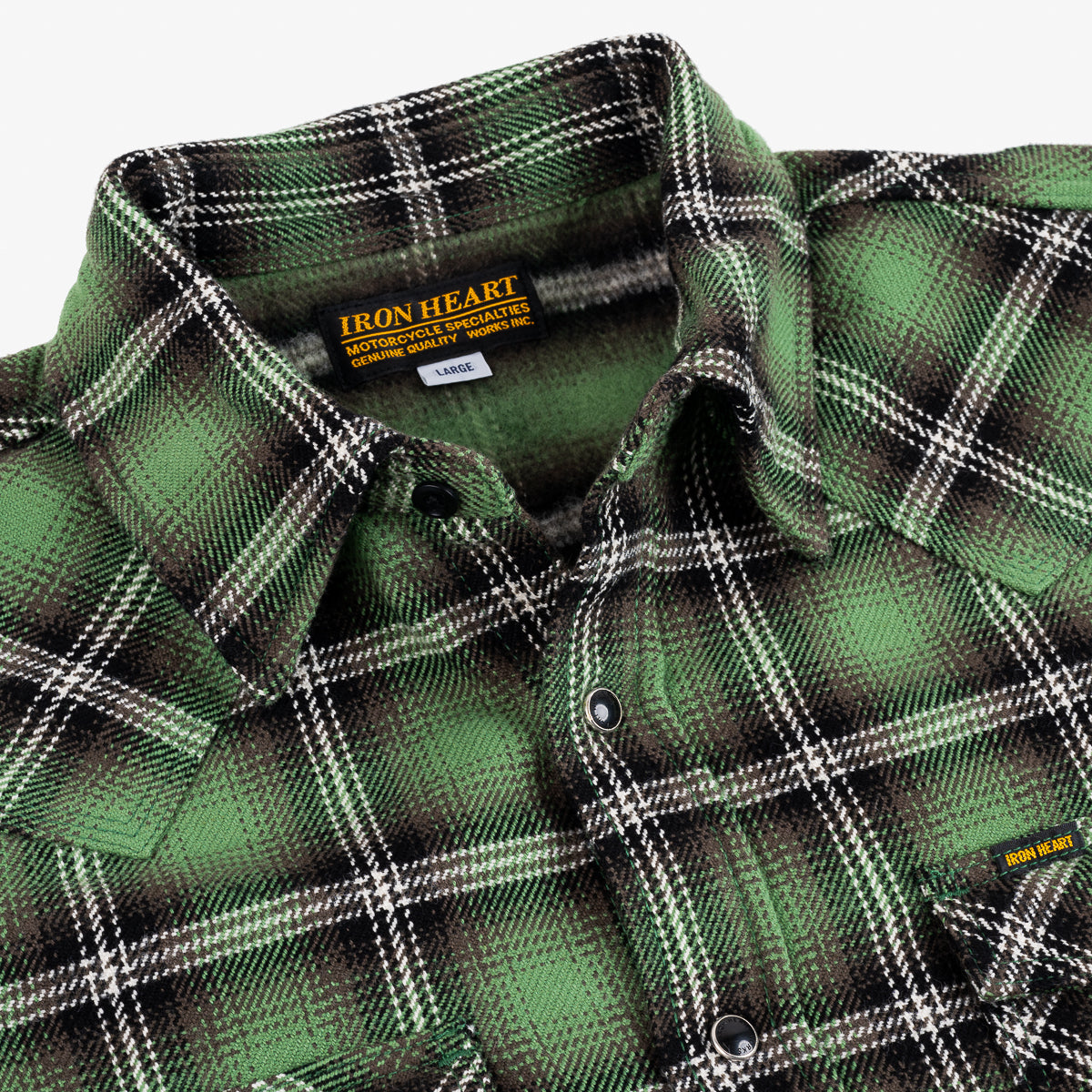 IHSH-405-GRN - Ultra Heavy Flannel Check Western Shirt - Green