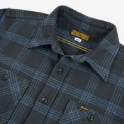 12oz Slubby Heavy Flannel Check Work Shirt - Black