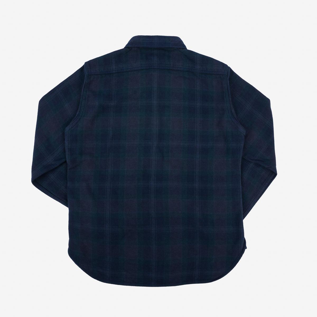 Image showing the IHSH-342-OD - Ultra Heavy Flannel Crazy Check Work Shirt - Navy Overdyed Black which is a Shirts described by the following info Iron Heart, New, Released, Shirts, Tops and sold on the IRON HEART GERMANY online store