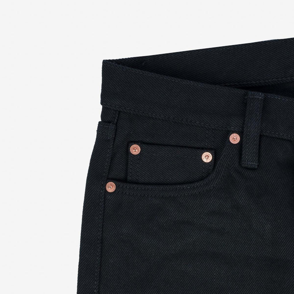 Image showing the IH-666S-SB - 21oz Selvedge Denim Slim Straight Cut - Superblack Non-Fade which is a Jeans described by the following info 666, Bottoms, Iron Heart, Jeans, Released and sold on the IRON HEART GERMANY online store
