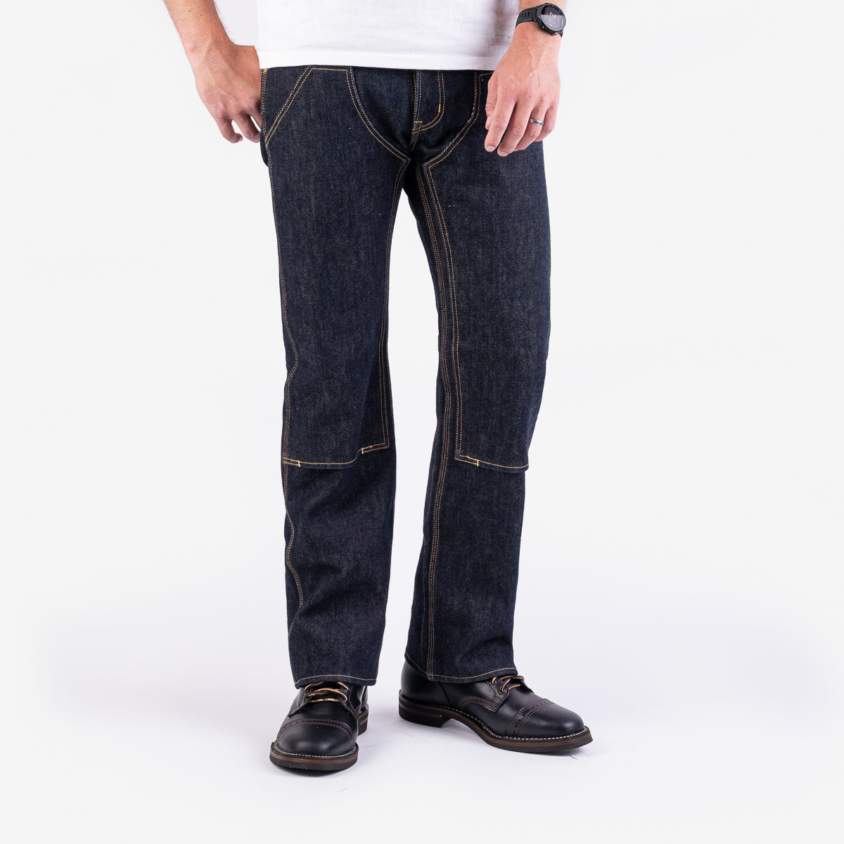 IH-822-IND - 21oz Selvedge Denim Double Knee Engineer Pants - Indigo